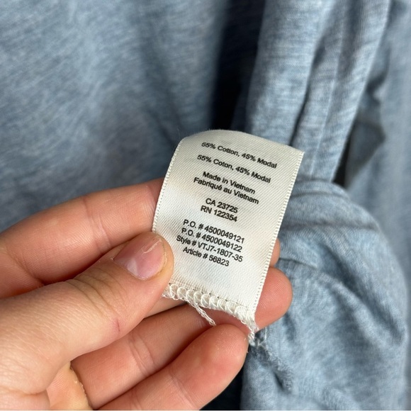 Aritzia Wilfred Free Top Raglan Sleeve Curved Hem Cotton Blend T Shirt Blue - Picture 10 of 10